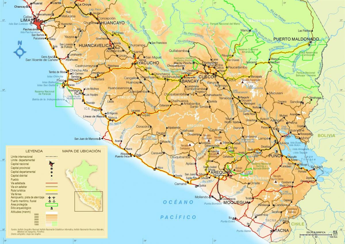 mapa južnej Peru