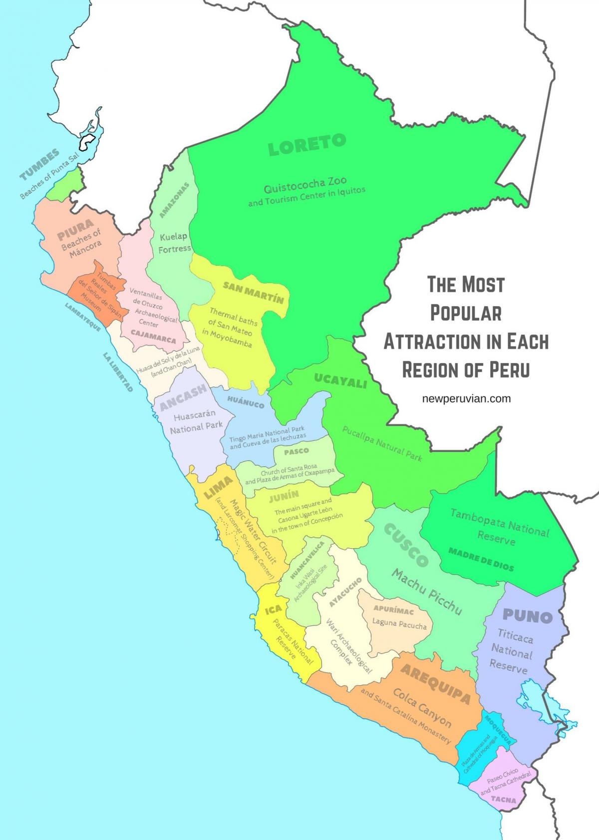 mapu Peru turistické atrakcie