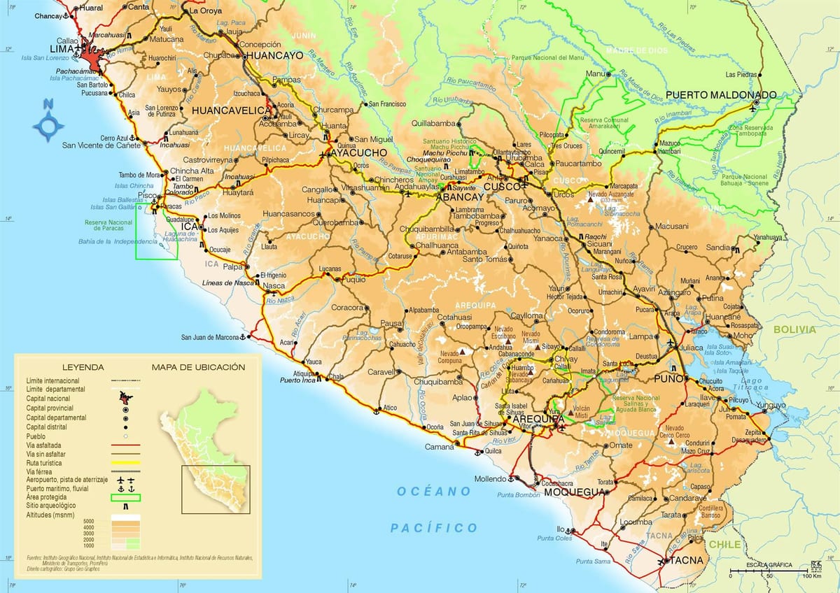 mapa južnej Peru