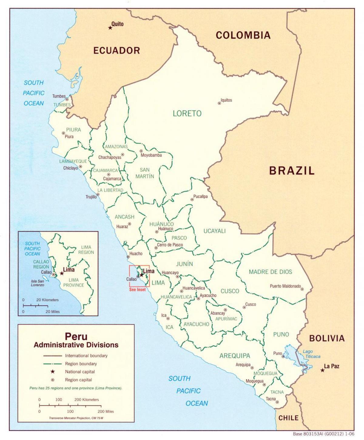mapa zobrazuje Peru