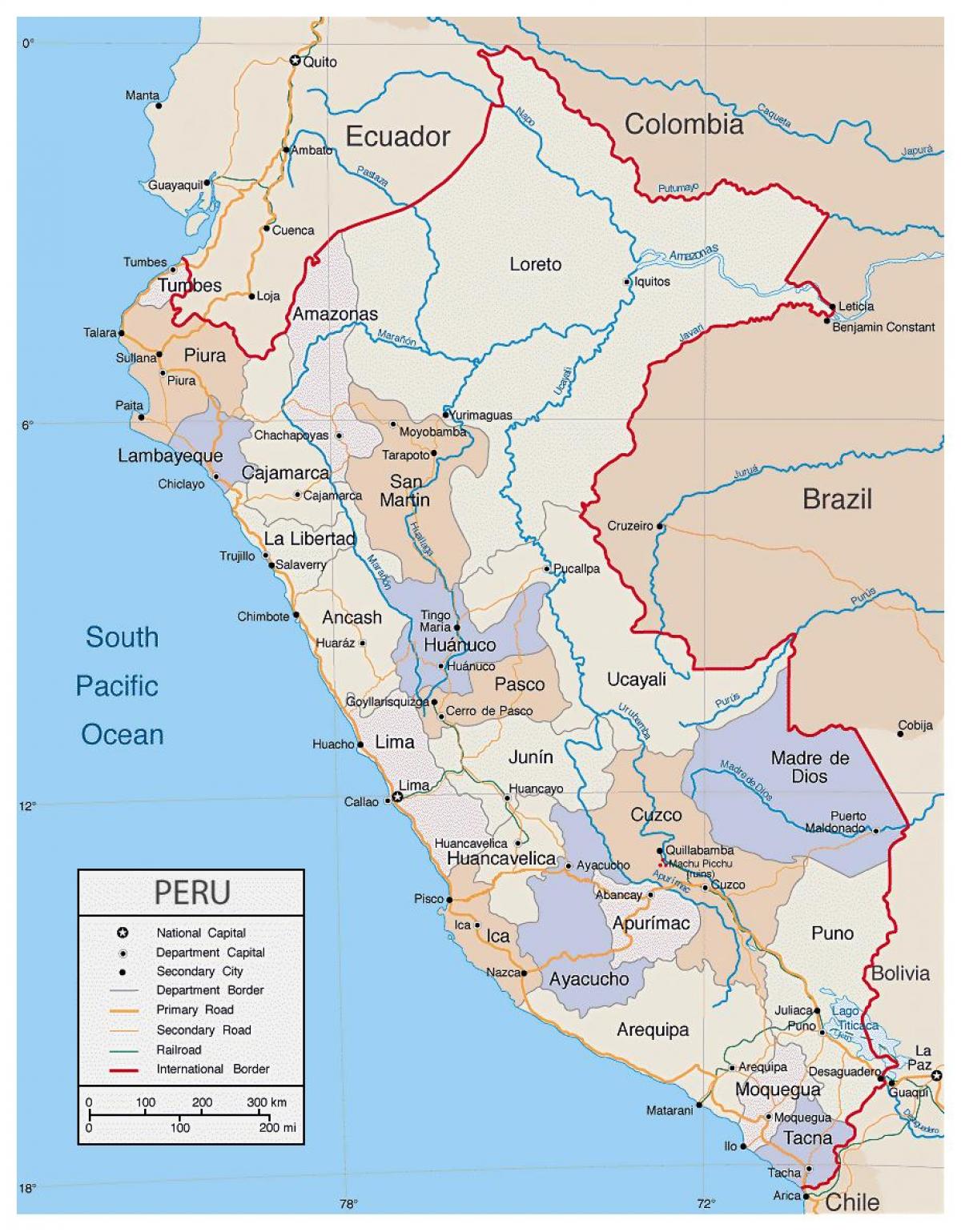 mapa podrobnú mapu Peru