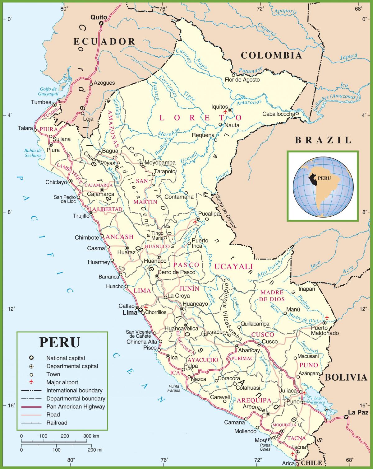 mapa politickú mapu Peru