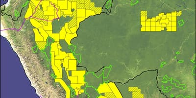 Peru amazonského dažďového pralesa mapu